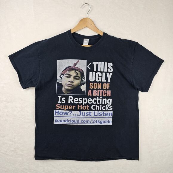 RARE 24kGoldn Rap Tee Shirt Size XL SoundCloud Ugly SOB Respecting Women Hip Hop - Picture 2 of 7